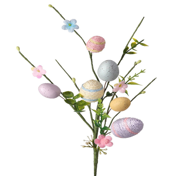 16" Easter Egg & Flower Decorative Pick