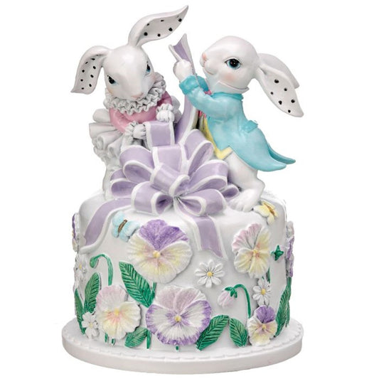 EASTER BUNNIES ON FLORAL CAKE 7.25"