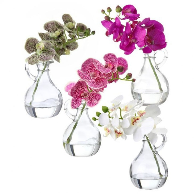 9" Real Touch Phalaenopsis Orchid in Glass with Handle