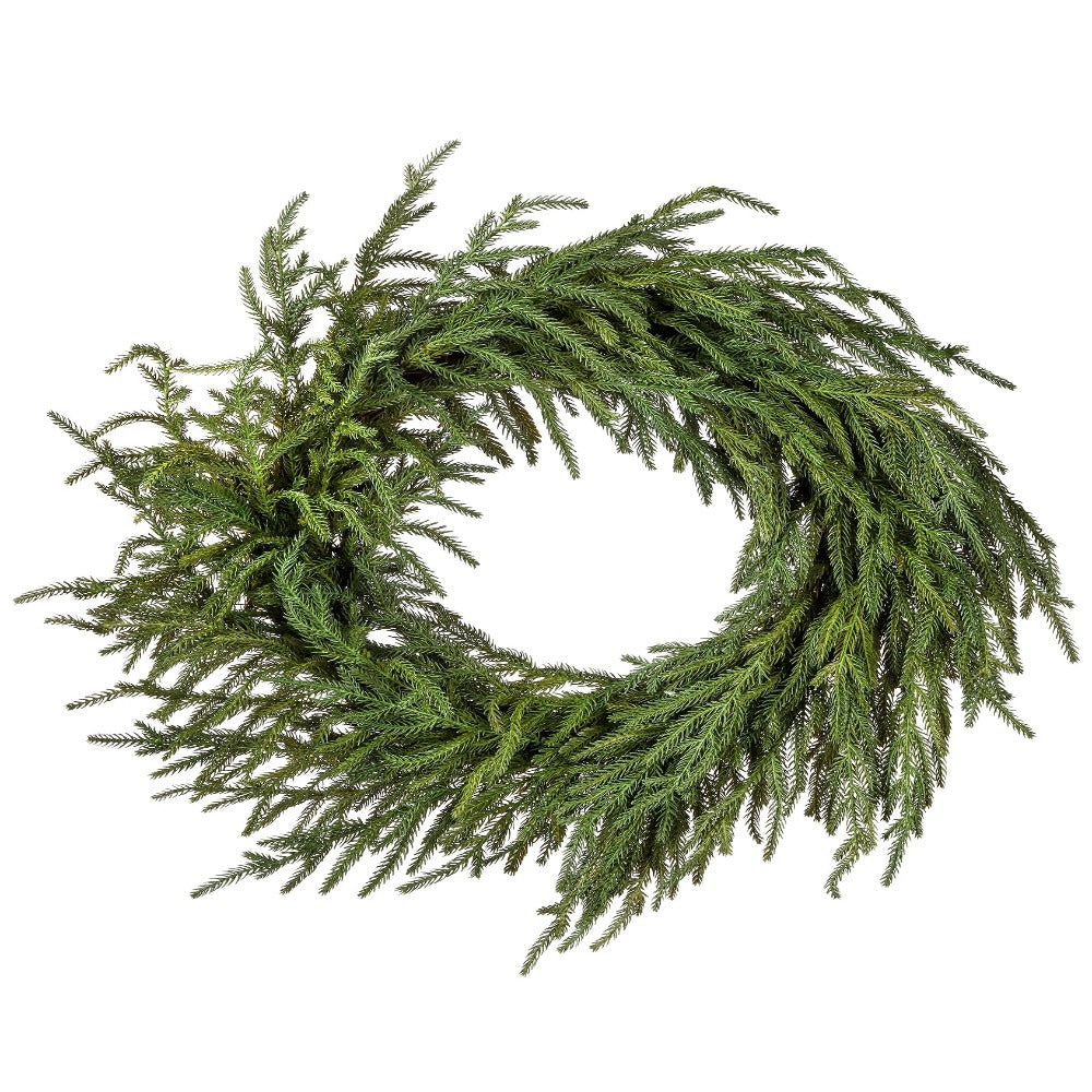 Afloral 24-Inch Garden Norfolk Pine Wreath with Natural Frost Touch: Elegant Holiday Decoration for a Wintery Look