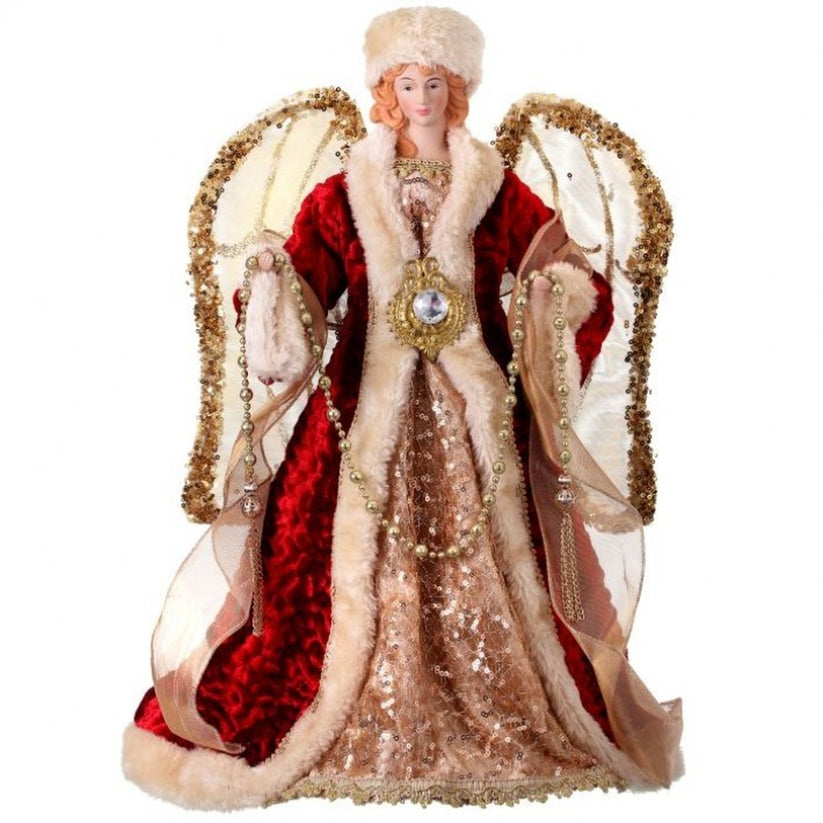 18"  Elegant Vintage Angel Figurine – Luxurious Christmas Tree Topper or Decor