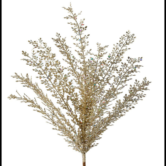 24" Gold Glitter/Sequin Artemesia Bush – Elegant Christmas Floral Pick