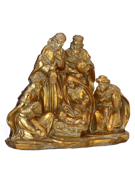 8.5" Resin Golden Nativity Scene Elegant Christmas Decoration