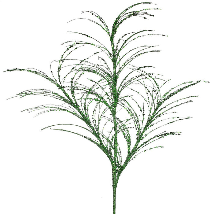 34" Green Glitter & Sequin Pampas Grass Christmas Spray