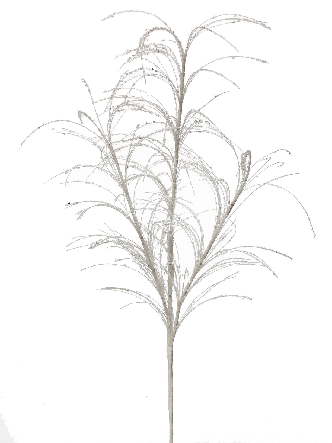 34" White Glitter/Sequin Pampas Grass Spray – Elegant Christmas Floral Pick
