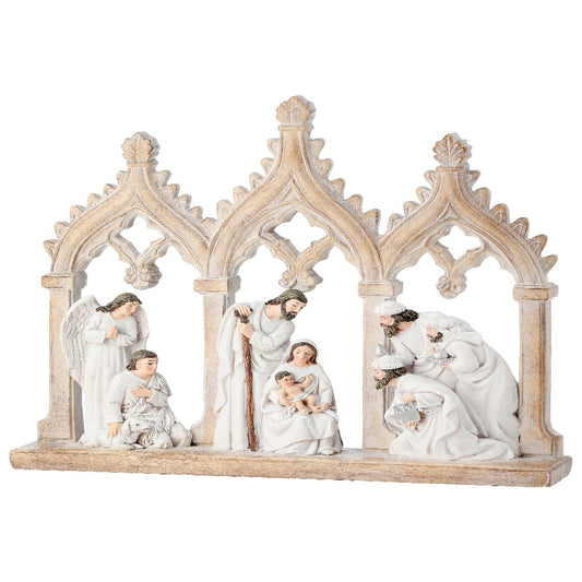 12" Nativity Scene with Arch – Elegant Christmas Decoration