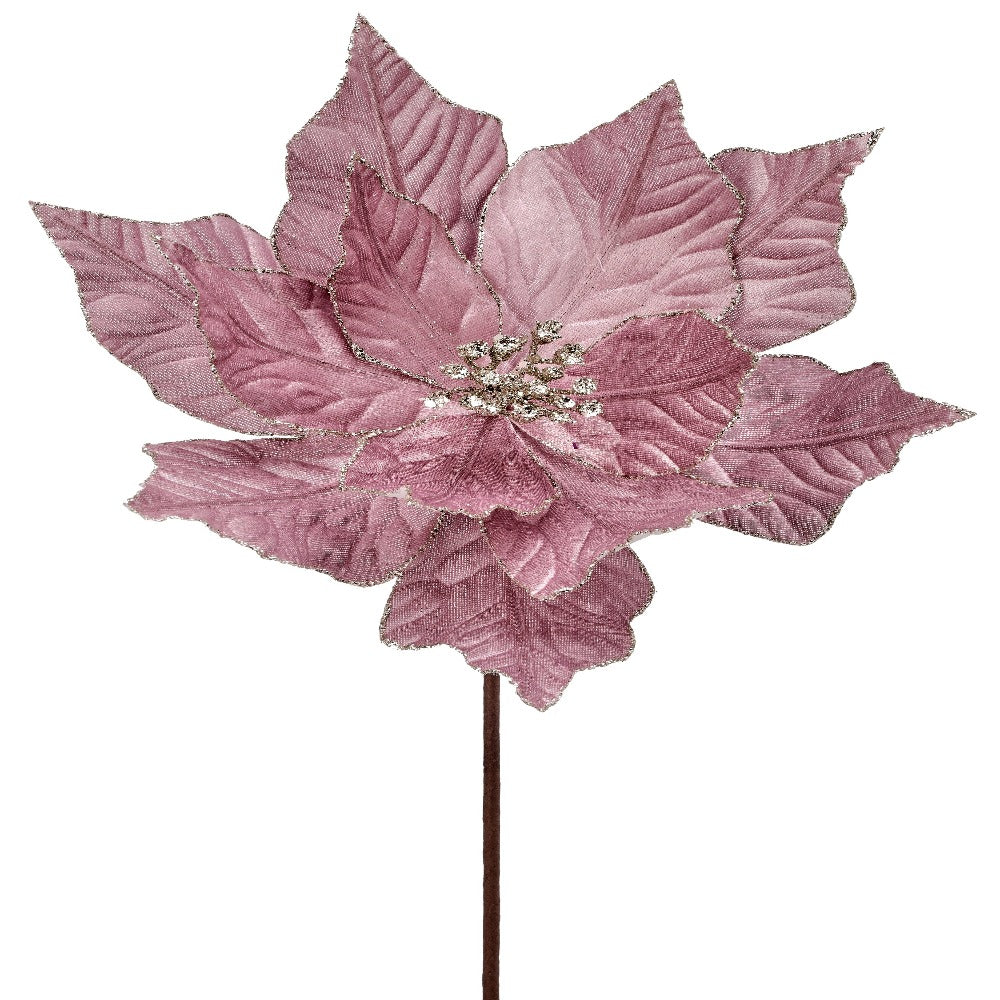 24" Rich Mauve Velvet Poinsettia Flower – Elegant Christmas Floral Decoration