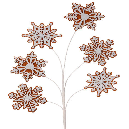 28" Gingerbread Snowflake Spray – Festive Christmas Décor Accent