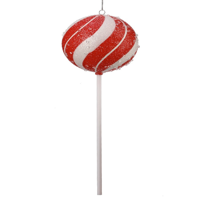 12" Peppermint Lollipop Candy Cane – Red and White Shatterproof Christmas Ornament