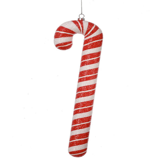 12" Peppermint Swirl Candy Cane – Red and White Shatterproof Christmas Decoration