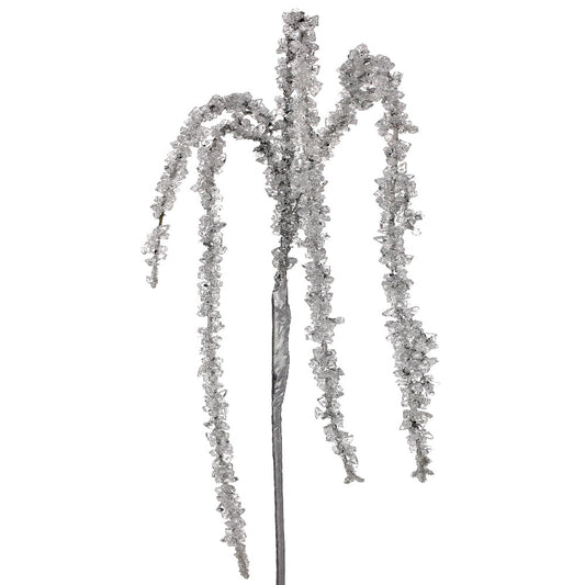 36" Silver Hanging Iced Branch – Elegant Christmas Decoration