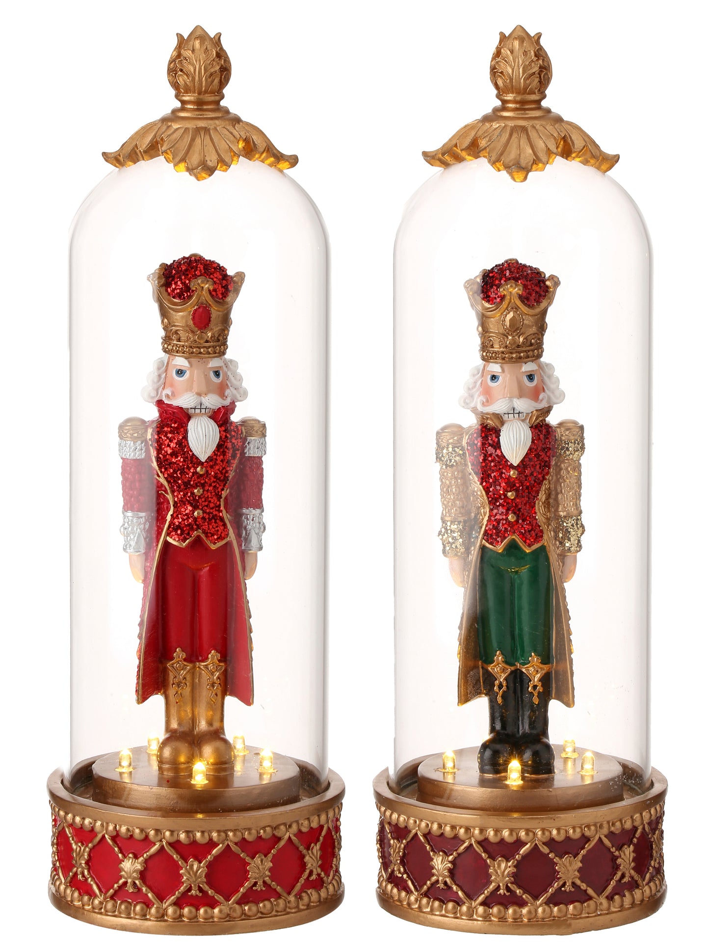 13.5" Resin LED Nutcracker Cloche with Timer – Christmas Decorations