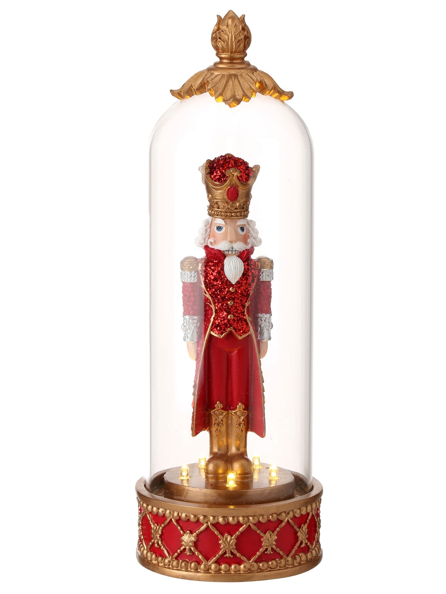 13.5" Resin LED Nutcracker Cloche with Timer – Christmas Decorations