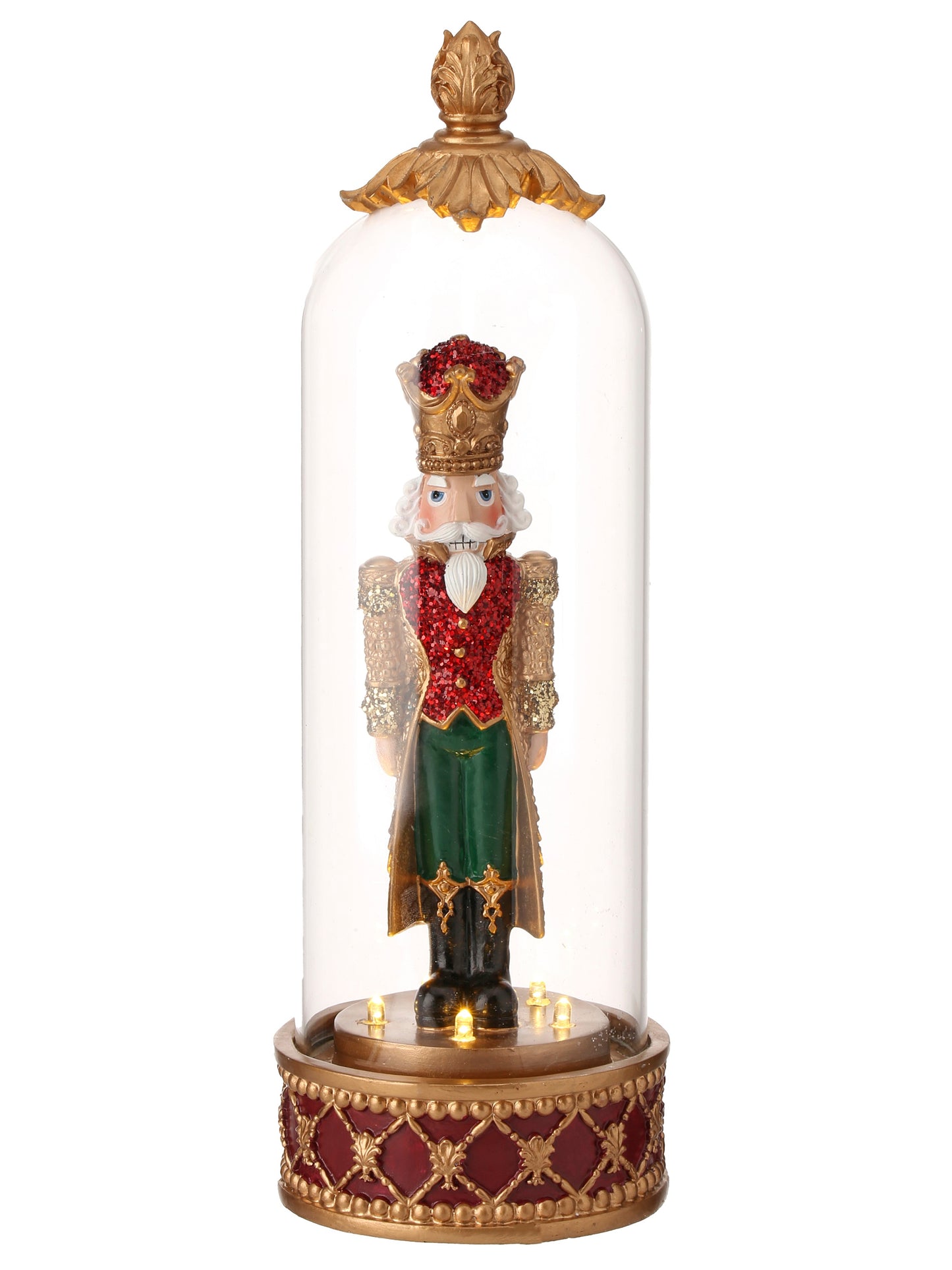 13.5" Resin LED Nutcracker Cloche with Timer – Christmas Decorations