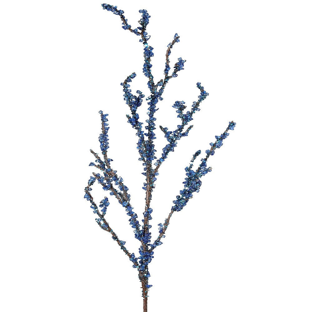 37" Blue Metallic Crushed Iced Spray - Elegant Winter Decor for Christmas