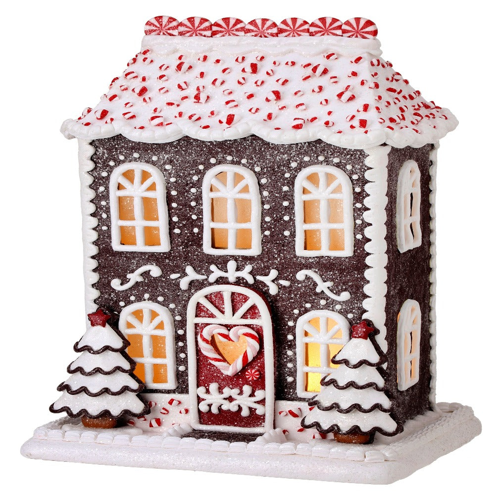 13" LED Peppermint Dreams House with Timer - Lighted Christmas Decoration