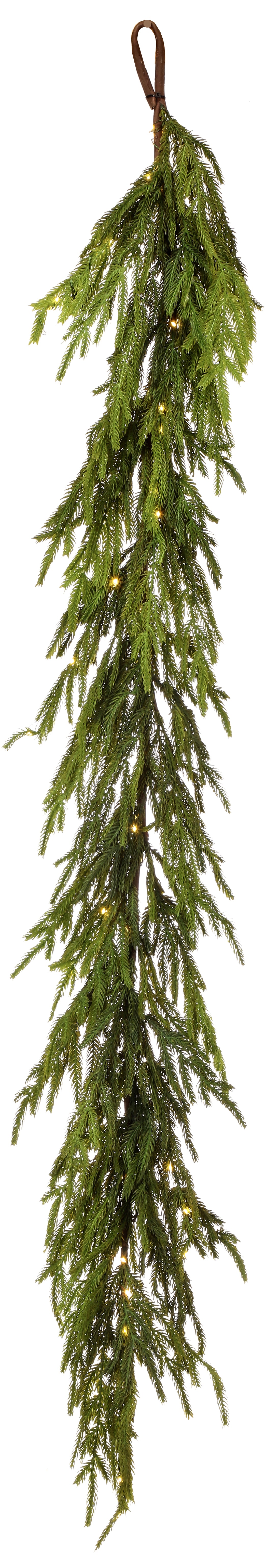 Afloral 60" LED Natural Touch Norfolk Pine Garland – Pre-Lit Christmas Decoration with Timer