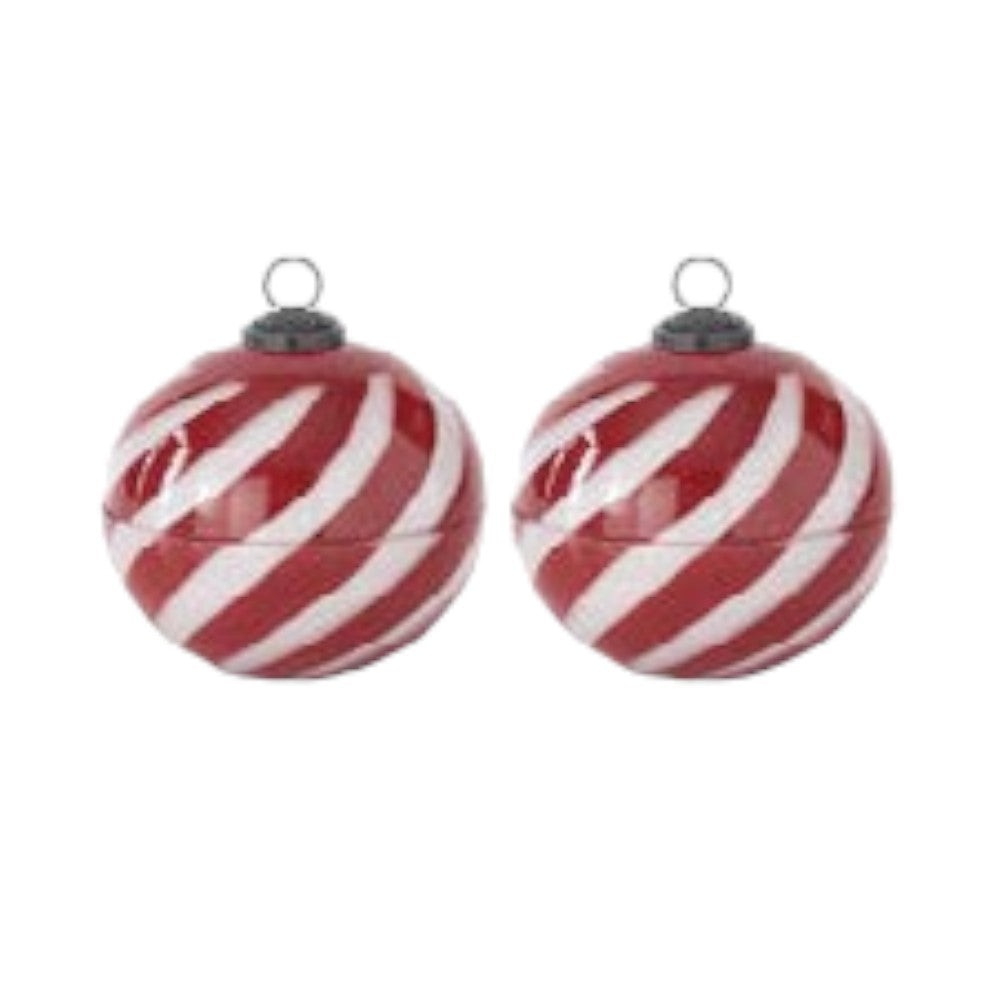 5-inch red and white striped ornament candles