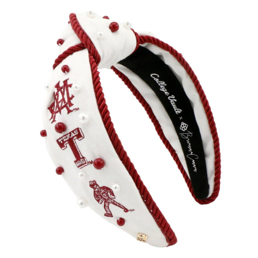 Texas A&M Vintage Logo Rope Headband – Aggies Beaded Pearl Gameday Headband