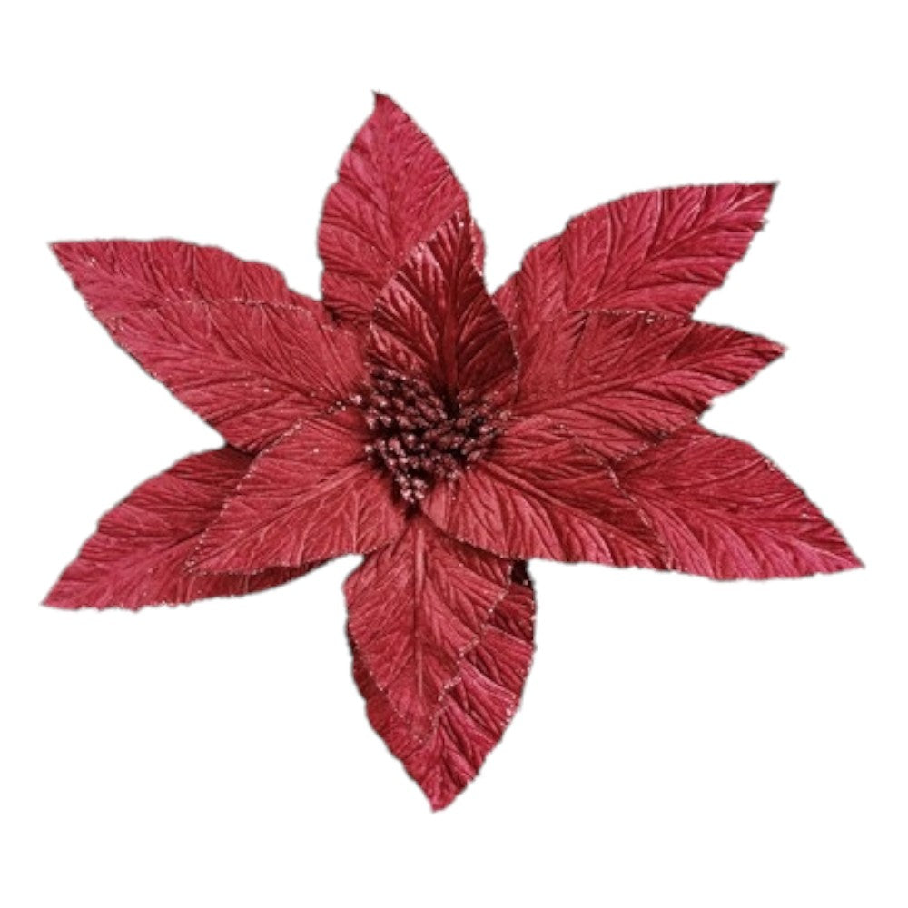16" Red Velvet Poinsettia Flower
