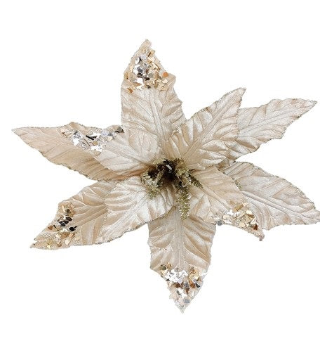 24" White Velvet Poinsettia Flower – Elegant Christmas Floral Decoration