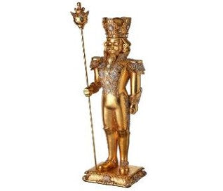 25.5" Golden Nutcracker with Staff Christmas Figurine