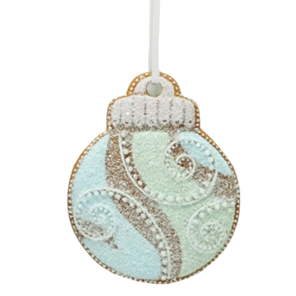 Pastel gingerbread hanging ornament with icing-style details