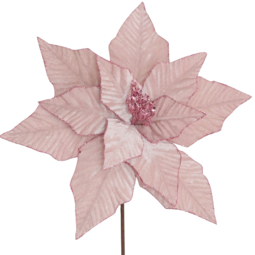 20-inch blush pink velvet poinsettia Christmas floral pick