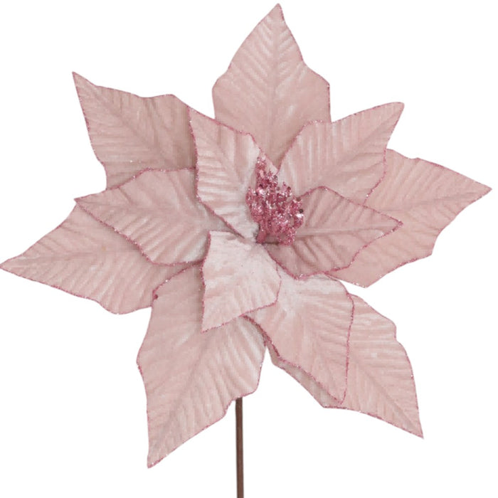 20-inch blush pink velvet poinsettia Christmas floral pick