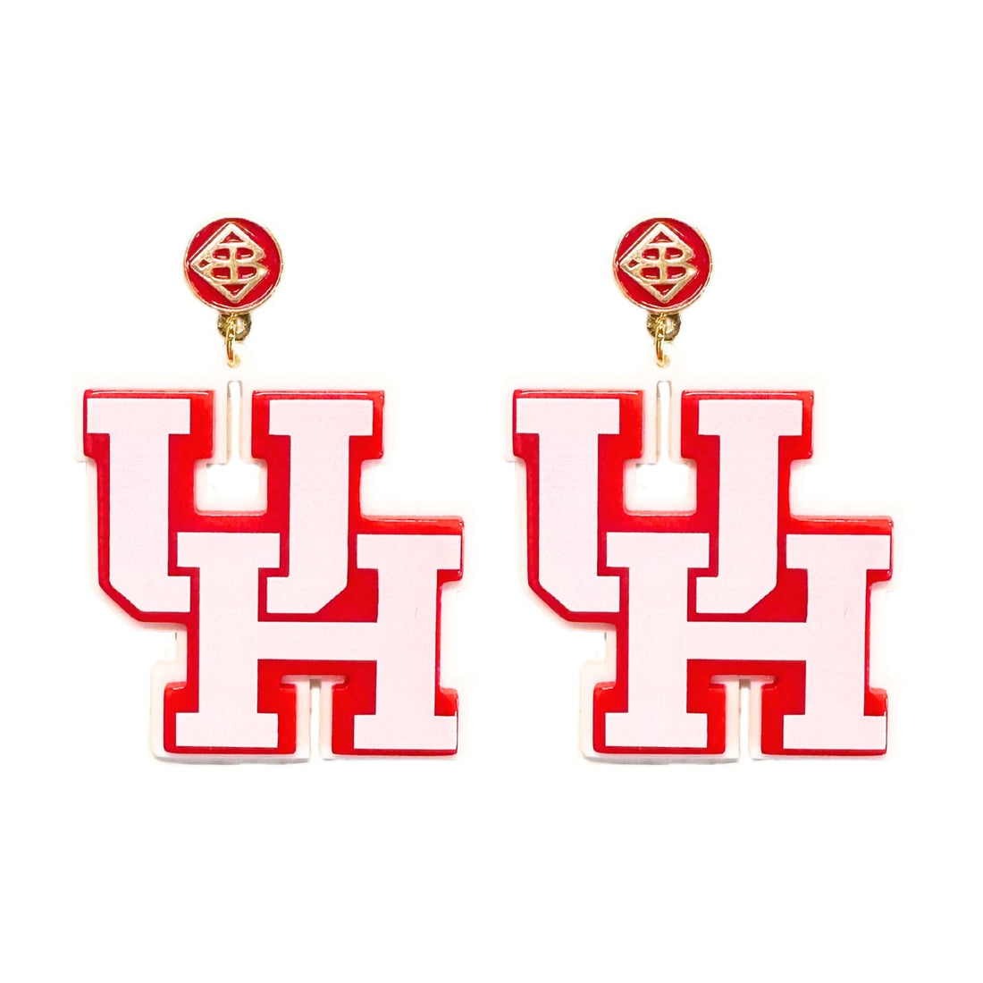 Houston Cougars red and white UH logo statement earrings