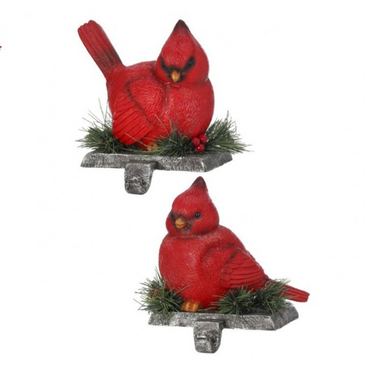 6" Resin Cardinal Stocking Holders, Set of 2, Assortment