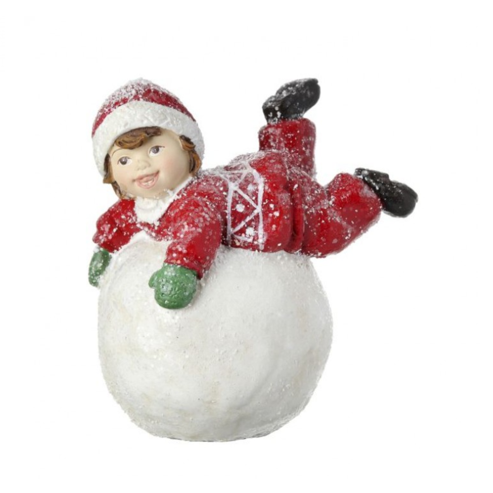 3.5" Child on Snowball Christmas Ornament