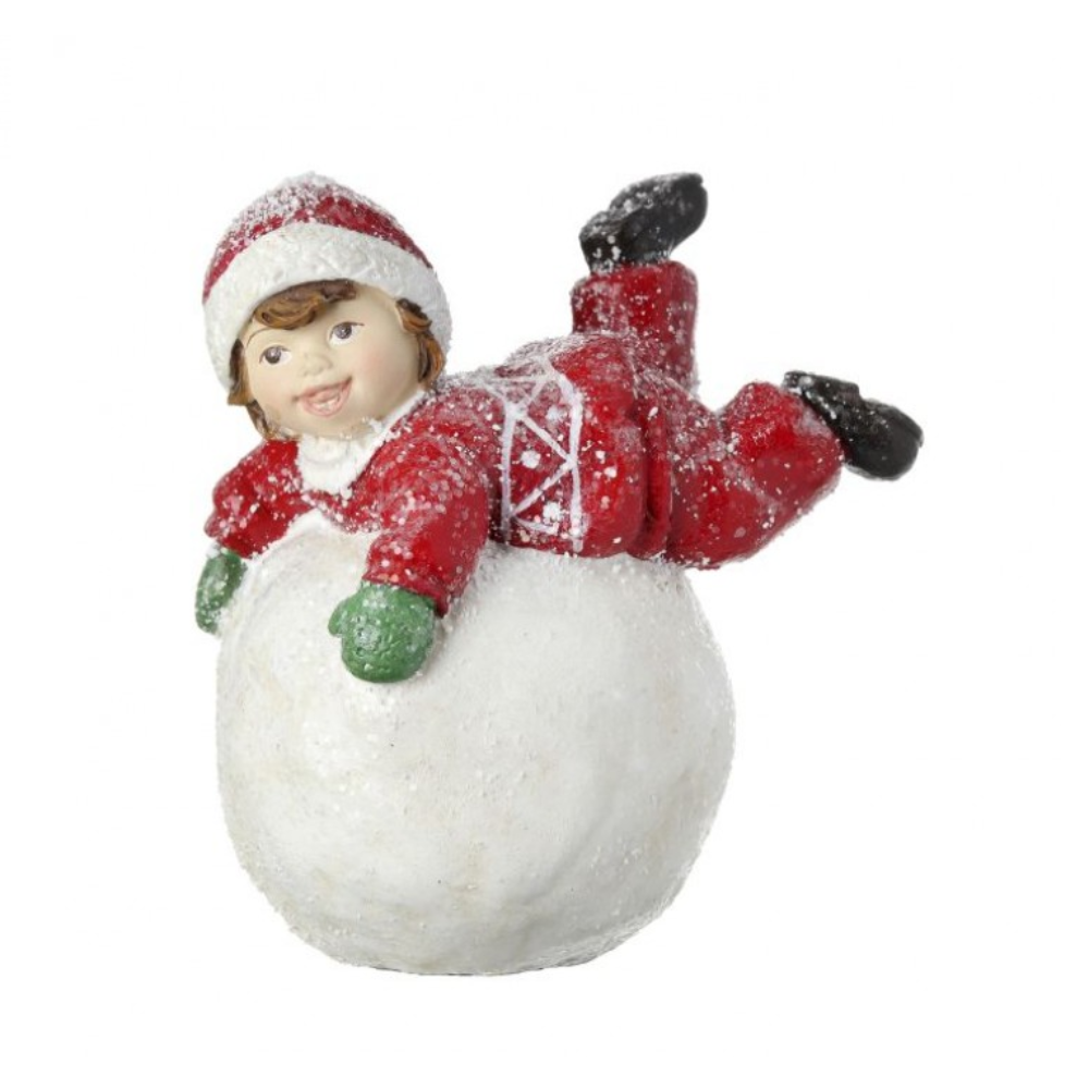 3.5" Child on Snowball Ornament – Charming Christmas Decoration for Festive Cheer