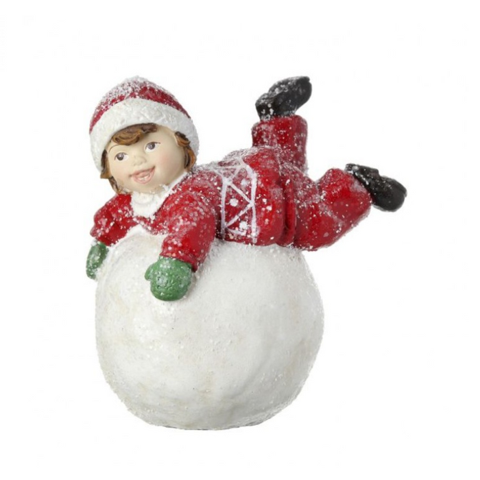 3.5" Child on Snowball Christmas Ornament
