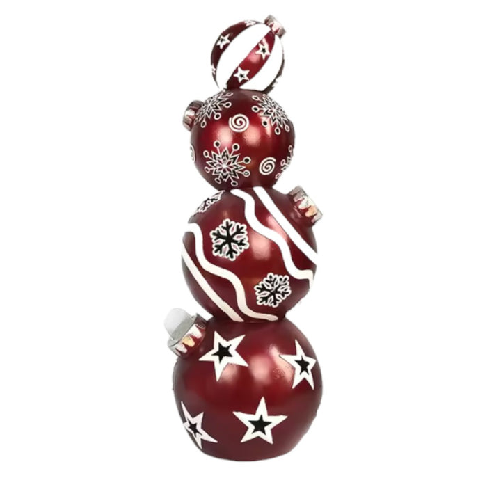 35" Red & White LED Stacked Ornament Tower