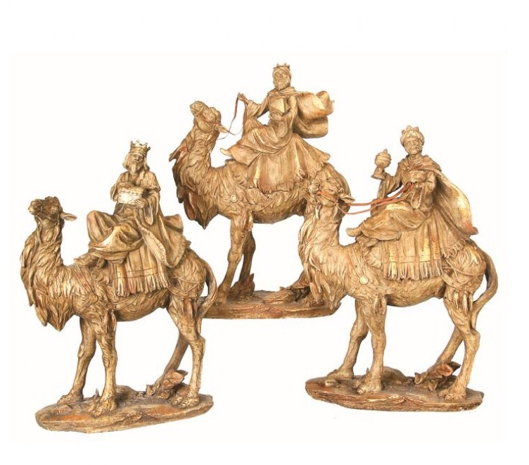 13" Resin 3 Wise Men Set  Elegant Nativity Scene Christmas Decoration