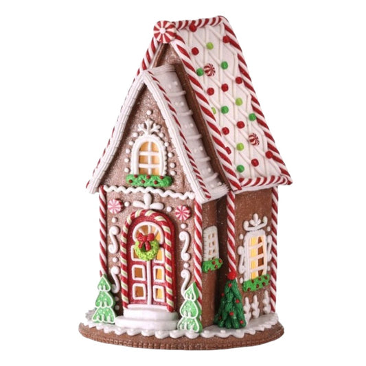 13" LED Battery-Operated Timer A-Frame Gingerbread House - Christmas Holiday Decor