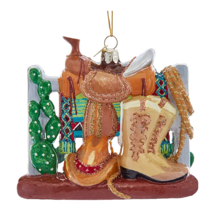 4.75" Noble Gems Glass Western Christmas Ornament