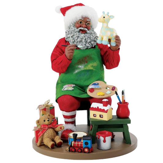 9" African American Santa Claus Workshop – Festive Christmas Decoration