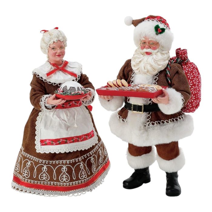 10.5" Mr. & Mrs. Claus Gingerbread Christmas Figurines