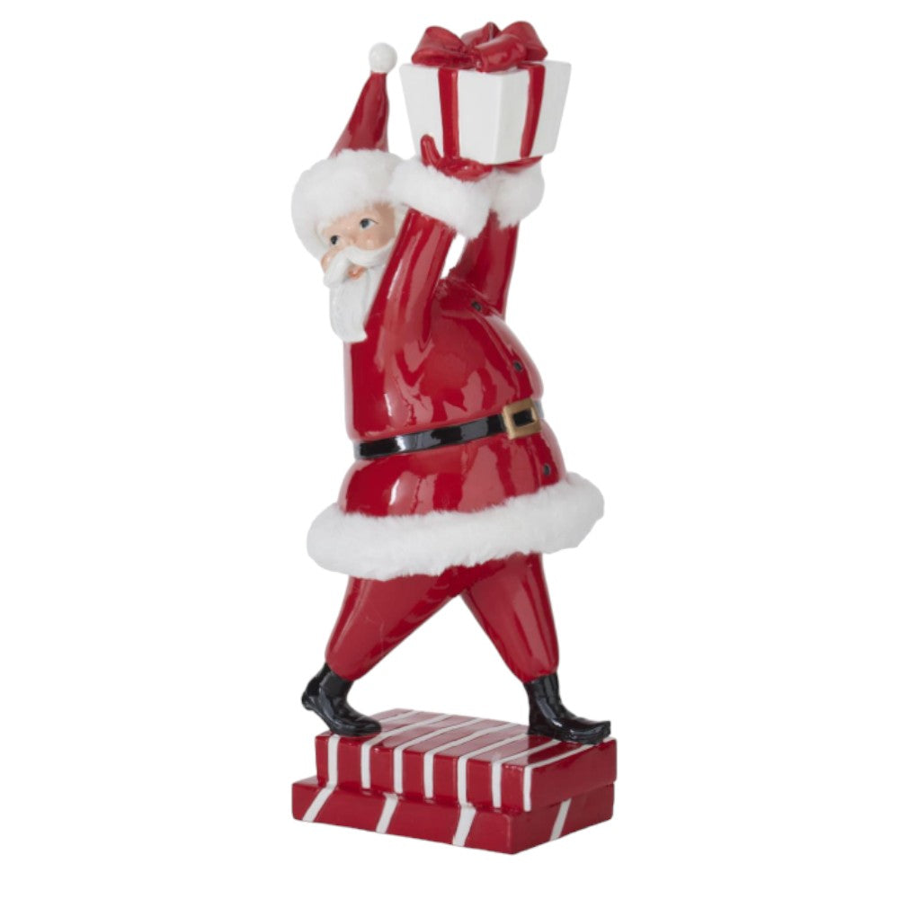 Santa holding gift Christmas figurine alternate view 2