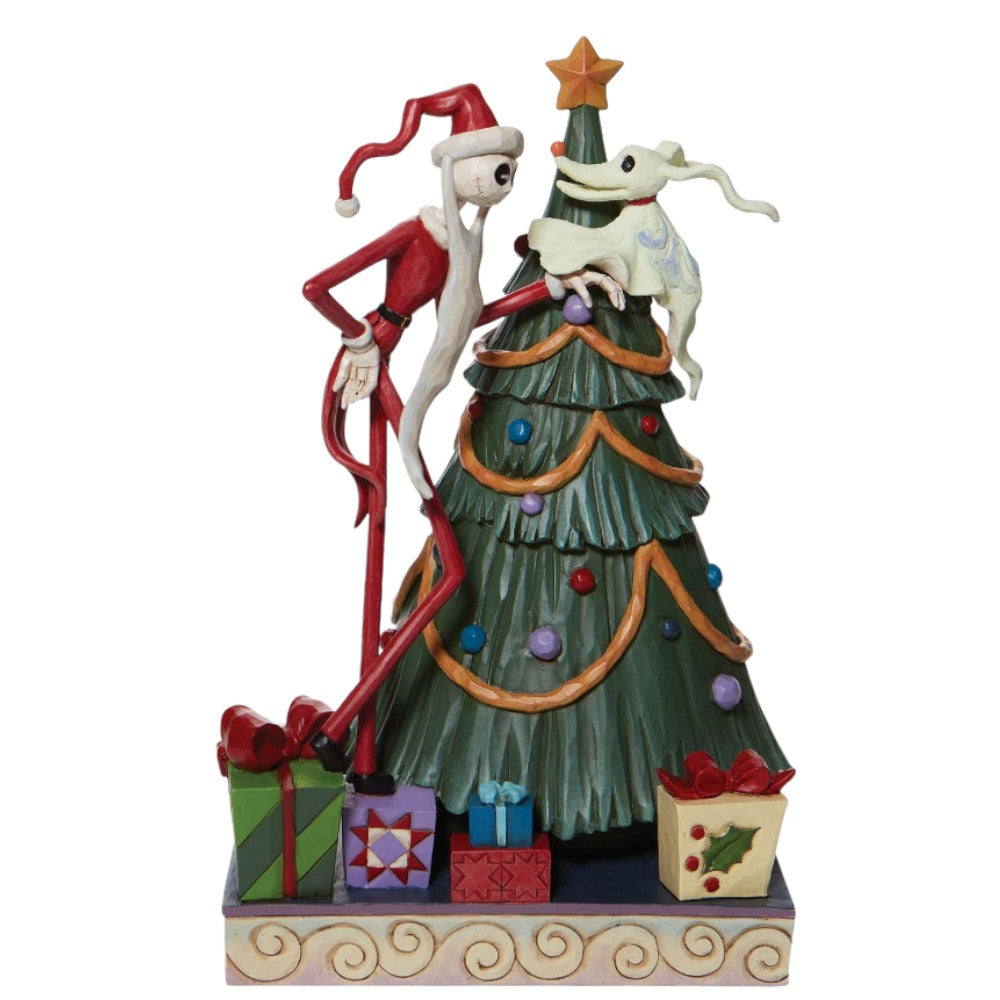 10.8" Santa Jack and Zero Figurine – Whimsical Nightmare Before Christmas Decor