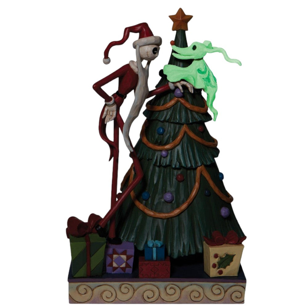 10.8" Santa Jack and Zero Figurine – Whimsical Nightmare Before Christmas Decor