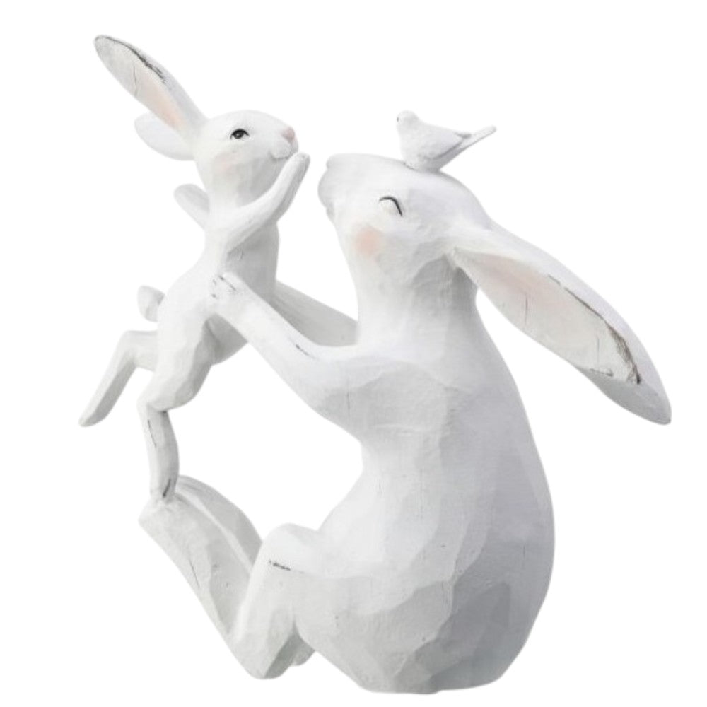 9" Bunny Tossing Baby Resin Figurine