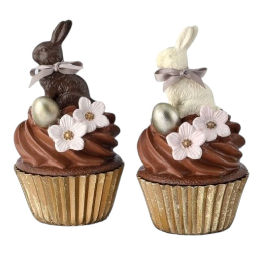 6" Resin Bunny Cupcake Decor – Easter & Spring Display