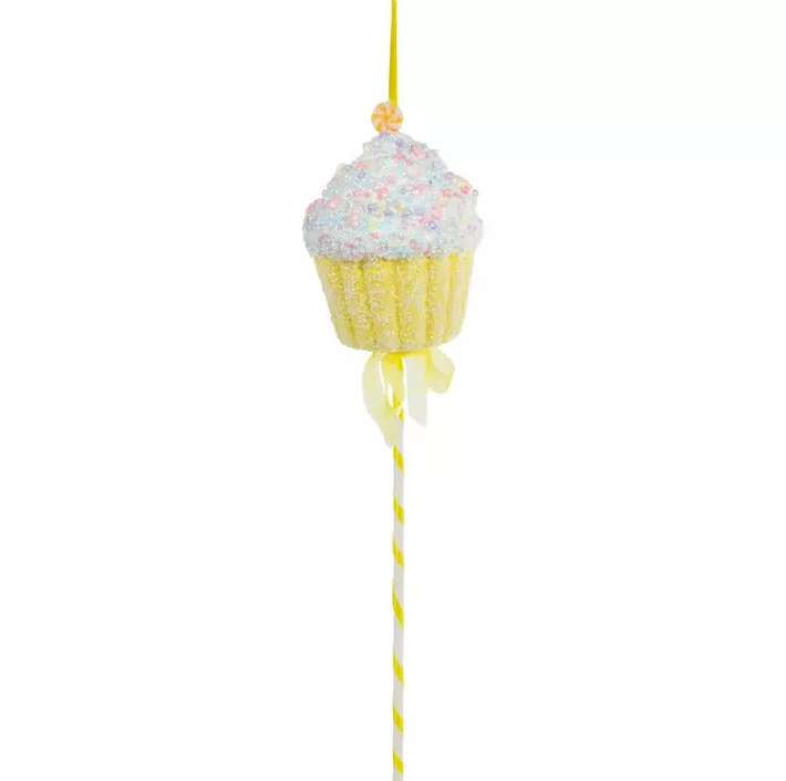 21.5" Sprinkled Cupcake Pick – Whimsical Christmas Tree Decoration & Holiday Accent