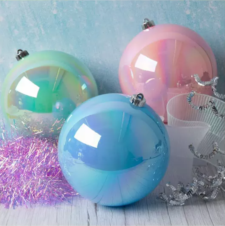 6" Pastel Ball Ornament Set 6 PCS– Shatterproof Christmas Tree Decorations