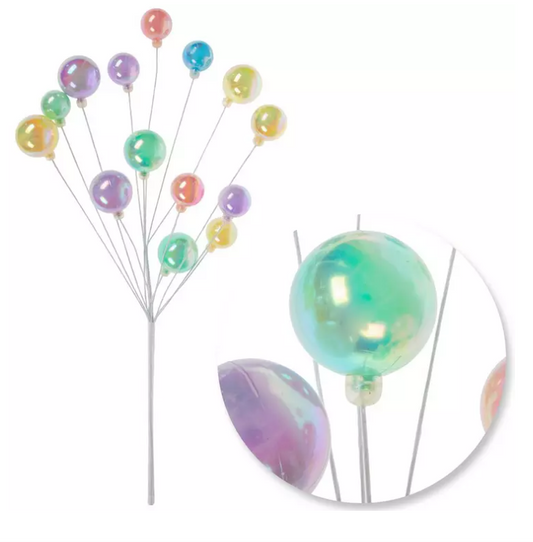 24" Pastel Iridescent Ornament Pick – Multi-Color Holiday Tree Spray Decoration