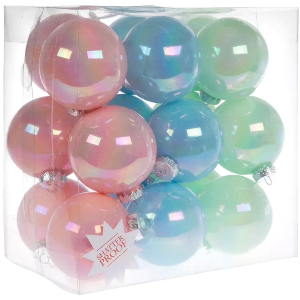 4.0" Pastel Shatterproof Christmas Ornaments 18 PCS – Pink, Green, Blue & Purple Ball Set