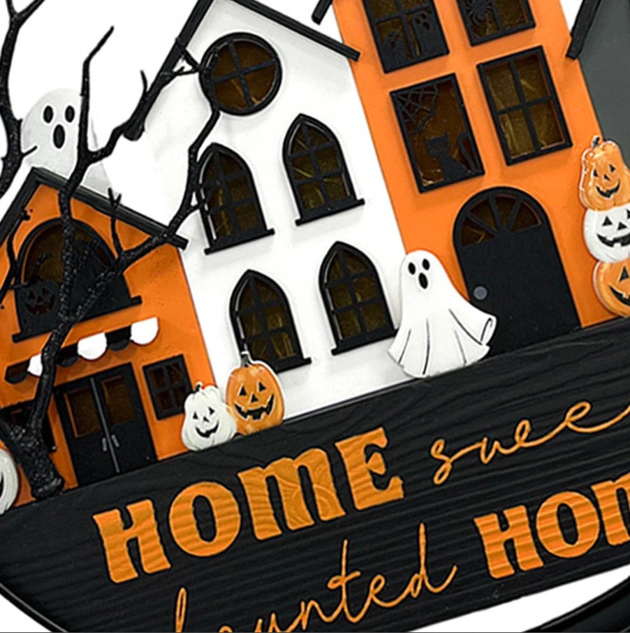 Alternate view of 18-inch lighted Halloween house wall decor